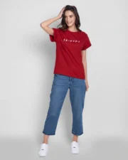 Women's Red Friends Logo (FRL) Typography Boyfriend T-shirt - Image 2